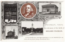 Franklin MA - Bicentenary Of The Birth Benjamin Franklin m. 1906 antique pc picture