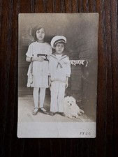C1920 RPPC PHOTO Young African American Children & Pet Dog Rare Unused picture