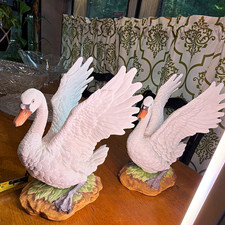 Andrea by Sadek Porcelain Mute Swan Bird Figurines Pair picture