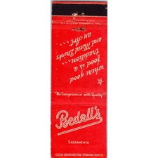 Bedell's Restaurant Sacramento California Advertising Matchbook Cover MM8-8 picture