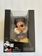 Vintage Disney Mickey Mouse Ceramic Bank - New In Box picture