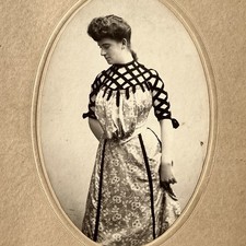 Antique Photograph On Board Beautiful Young Woman Ribbon Dress San Francisco CA picture
