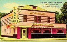 VINTAGE VAN'S CAFE POSTCARD BRAINERD MINNESOTA AIR-CONDITIONED - POSTCARD picture