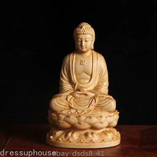 Taihang Cliff Cypress Wood Carved Bring Wealth and Good Luck Buddha Decor picture