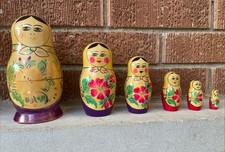 VTG 80S Nesting Dolls Matryoshka 6 Piece Set 6.25”Hand Painted Russia Soviet picture