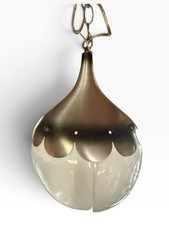 Vintage MCM Tulip Pendant Lights Glass Brass MCM Hanging Ceiling Lamp Damaged picture