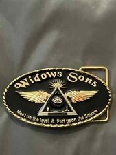 Black Gold Widows Sons Masonic Belt Buckle Wings Freemason Fraternity NEW picture