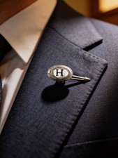 Vintage Letter H Initial Lapel Stud Button Pin Silver Tone Monogram picture