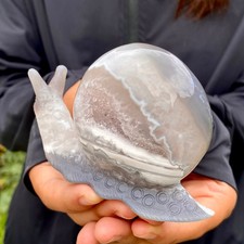 269G  Natural Ocean Agate Snail Hand Carving Gemstone Ornament Home Decoration picture