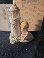 1998 Precious Moments Jesus is My Lighthouse #487945 Lamp Lights Up Tested Works picture
