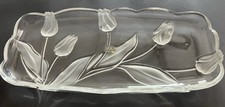 Vintage Mikasa Nadine Floral Glass Crystal Canape Tray Walther-Glass W. Germany picture
