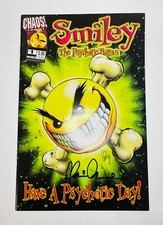 Smiley the Psychotic Button #1  (1998 Chaos) **Signed** picture