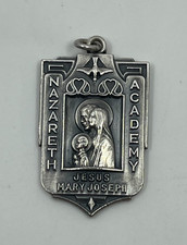 Vintage Nazareth Academy Sterling Silver Medal Pendant Holy Family Bastian Bros picture