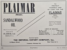 Plaimar Sandalwood Oil Print Ad 1931 - Perth WA American Agents Imperial Exports picture