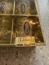 Libbey Crown Collection Numero Old Fashioned Glasses Set of 8 Clear Gold Blue picture