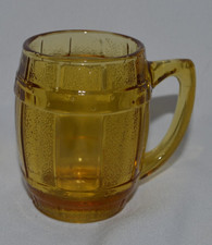 Vintage 1950's Amber Glass Barrel Shot Glass picture