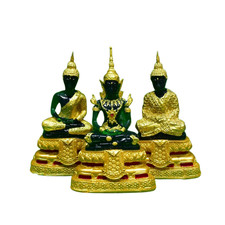 Thai Emerald Buddha Statue Gold Black Meditation Home Altar Decor picture