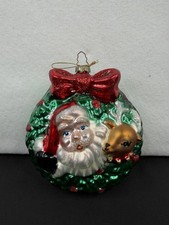 Vintage BK Lumiere Hand Blown Mercury Glass Christmas Ornaments-1998 Santa picture