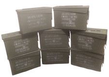 Set of 8 Genuine Military Metal M19A1 30 Caliber 7.62mm Ammo Cans Good Seals picture