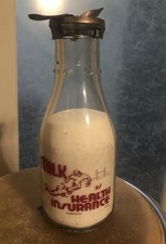 VNTG SOUTHERN CALIFORNIA GLASS MILK BOTTLE RED PYRO  SLOGAN W/ METAL LID 1920-30 picture