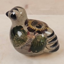 Vintage Hand Painted Pottery Bird Figurine Floral Folk Art 3