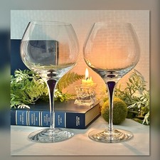 ORREFORS Intermezzo Blue Bouquet Wine Glass Vintage Blue Tear Drop Wine - 2 picture