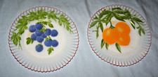 2 Vintage MacBeth Evans Translucent Petalware Hand-Painted Fruit Plates-8 inches picture