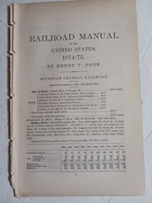 1875 Train Report MICHIGAN CENTRAL RAILROAD Detroit To Chicago Rolling Stock Inf picture
