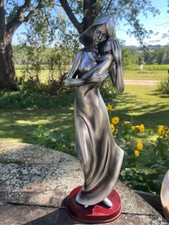 Herco Silver Tone Mother & Baby Figurine Art Deco/Nouveau Style 18.75