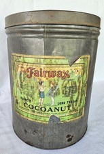 Vintage Fairway Cocoanut Tin Can Canister 10 lb Advertising  12.5