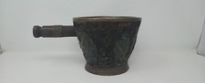 Vintage Tibetan Nepalese Bronze Brass Ritual Bowl Vessel Turquoise Snake Decor picture