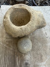 Antique Native American Stone Mortar & Pestle Grinding Bowl Artifact picture