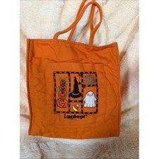 Longaberger Halloween Embroidered Orange Canvas Mini Tote Bag Primitive Vintage picture