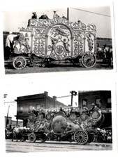 2 Photographs J.W Beggs Barnum & Baily Circus Full Carved Tableau Band Wagon picture