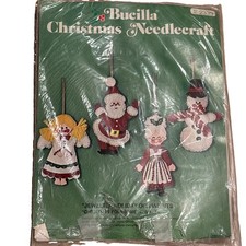Vtg Bucilla Needlecraft Felt Jeweled Christmas Foursome Kit 2339 READ picture