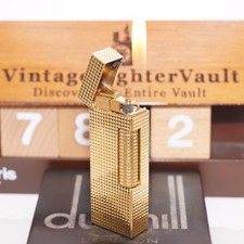 Dunhill Lighter Gold Plate Hobnail Pattern _Ultrasonically Cleaned_Working picture