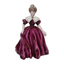 Florence Ceramics Nita Ceramic Figurine Burgundy Dress Spaghetti Floral Vintage  picture