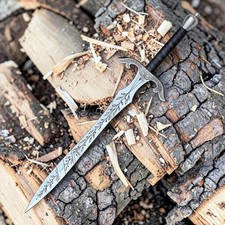 Hand Forged Elven Fantasy Sword,Vine Engraved Blade,Silver Hilt & Leather Sheath picture