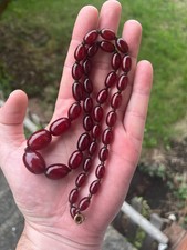 Vintage Phenolic Cherry Amber Bakelite Bead Necklace Faturan 25.4 G Not Marbled picture
