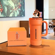 2026 Starbucks Bearista Orange 670ml Stainless Steel Tumbler W/ Bear Lid & Straw picture