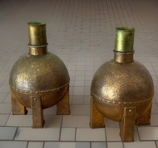 Antique Mid Century Bronze Brutalist Orb Candle Holders /   MCM / Harjes Germany picture
