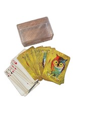 Vintage 1960s Playing Card Deck Owl Made In USA Plastic Case Nature Outdoors picture