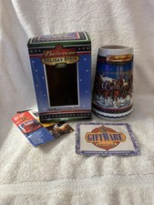 2002 Budweiser Holiday Beer Stein/Guiding The Way Home/Lighthouse#CS529-W/COA picture