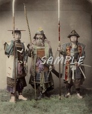 1880s THREE JAPANESE SAMURAIS 8.5x11 PHOTO picture