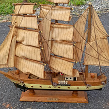 Gorch Fock Wooden Model Sailing Ship Decorative Display with Cloth Sails picture