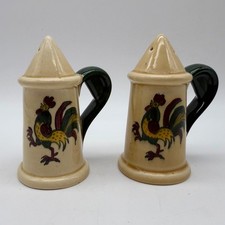 Metlox Poppytrail Rooster Salt & Pepper Shakers Vintage Provincial Green picture