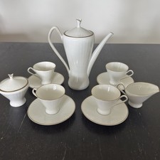 Elegant Mid Century Art Deco Textured White Porcelain Hutschenreuther Tea Set picture