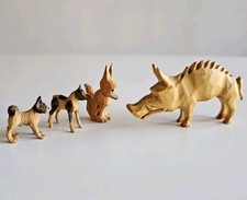 Rare Ivan Denton Signed Wood Carvings Lot - Boar & Horse + Artisan Fox & Terrier picture