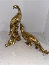 Vintage Syroco Hollywood Regency Style Golden Pheasant Pair Statues SALE picture