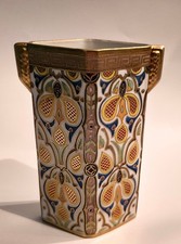 Vintage Handpainted Nippon Porcelain Vase Angular Form Japan picture